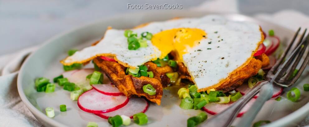 Vegetarisches Rezept: Süßkartoffel-Waffeln mit Ei_3