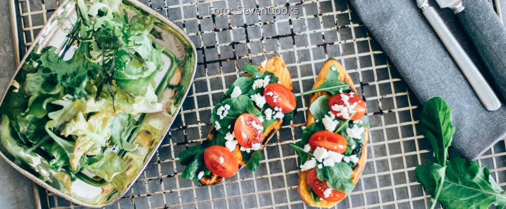 Vegetarisches Rezept: Süßkartoffeltoast mit Feta
