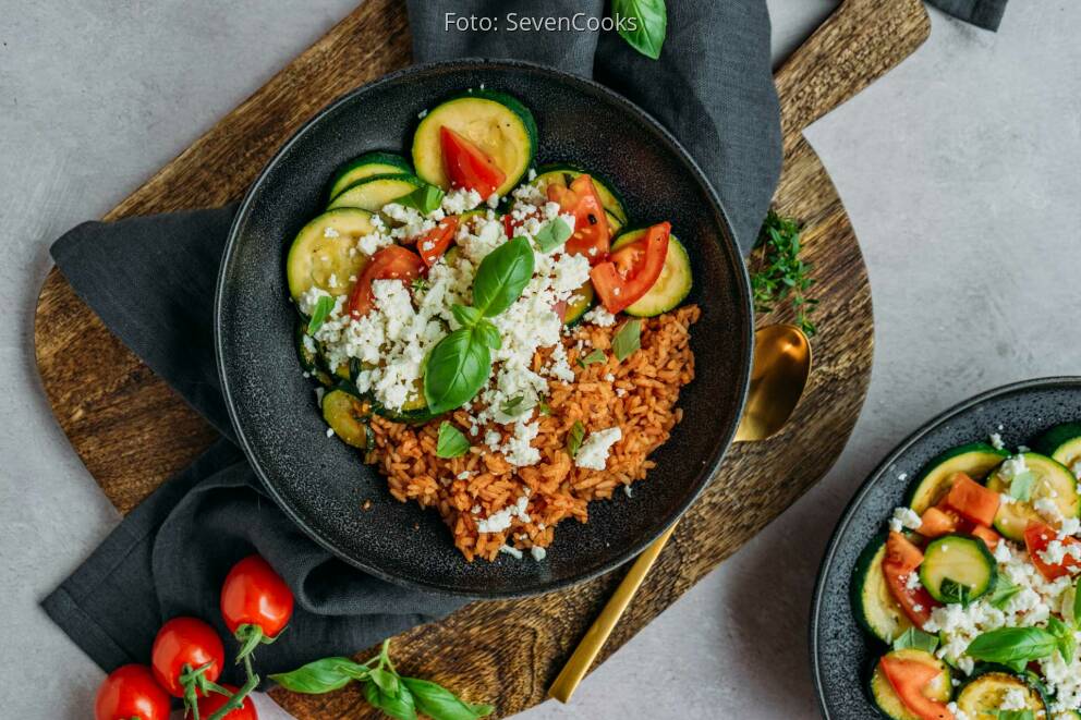 Tomaten Reis mit Zucchini