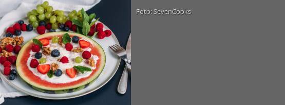 Rezeptbild für "Wassermelonenpizza mit griechischem Joghurt"