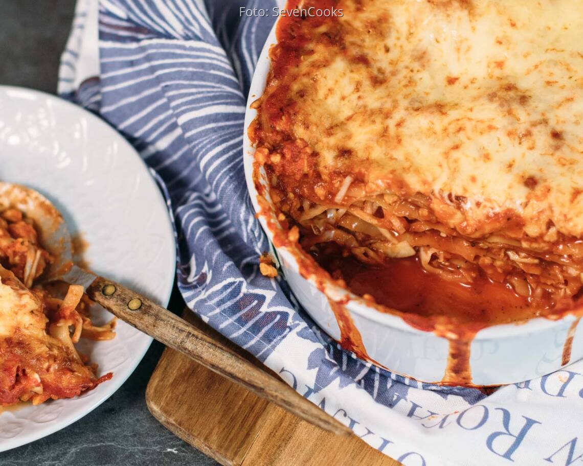 Vegetarisches Rezept: Weisskohl Lasagne mit Sojahack