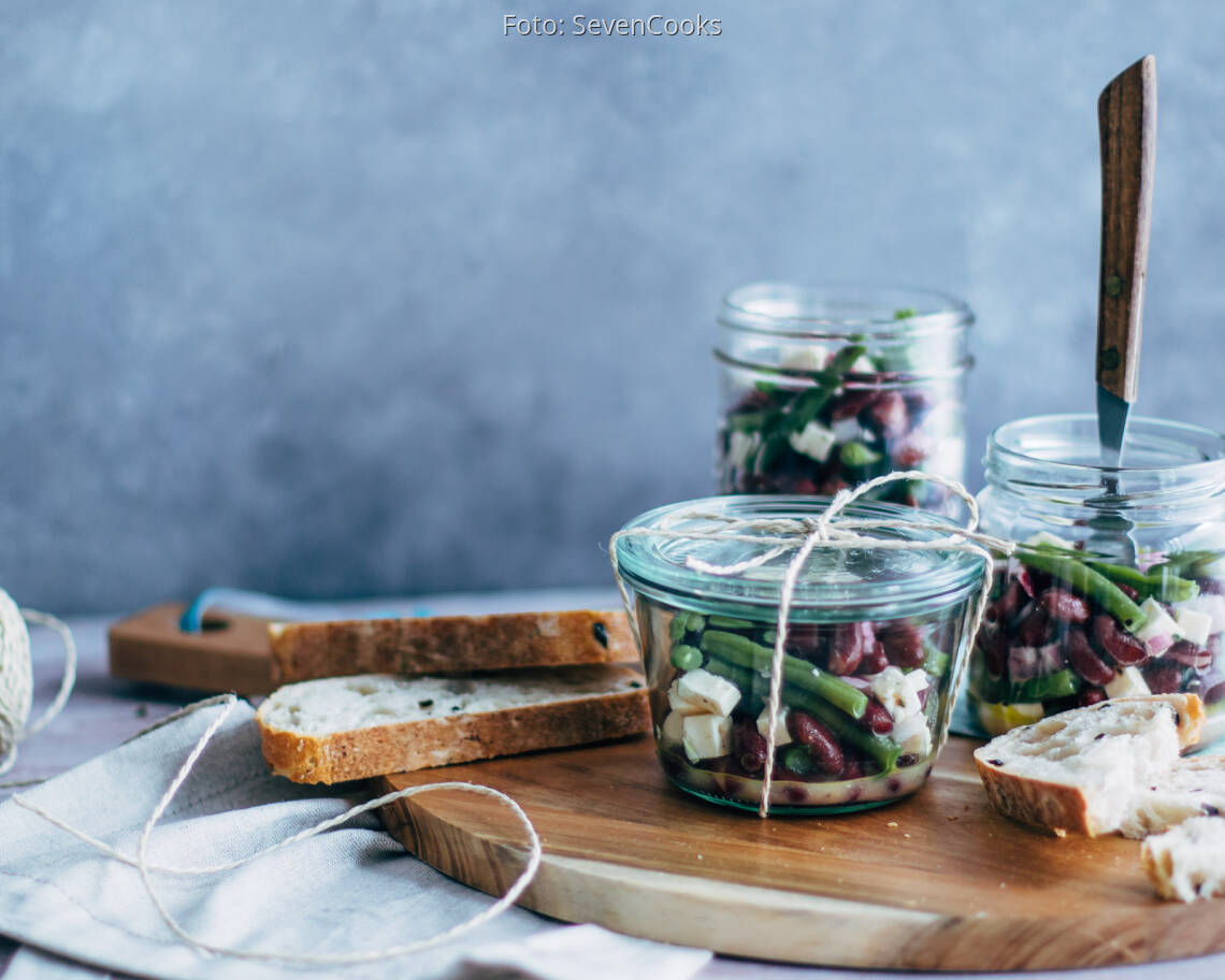 Vegetarisches Rezept: Zweierlei Bohnensalat mit Feta
