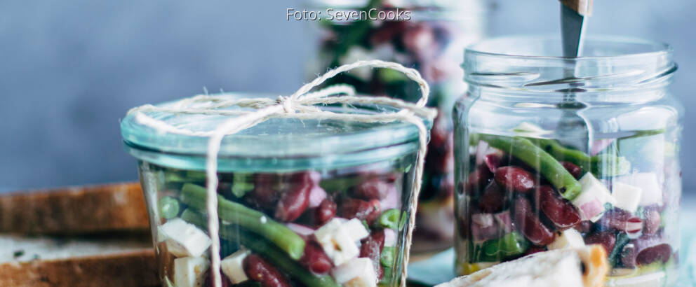 Vegetarisches Rezept: Zweierlei Bohnensalat mit Feta