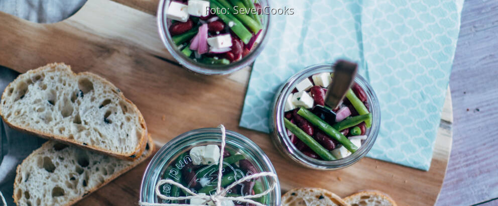 Vegetarisches Rezept: Zweierlei Bohnensalat mit Feta